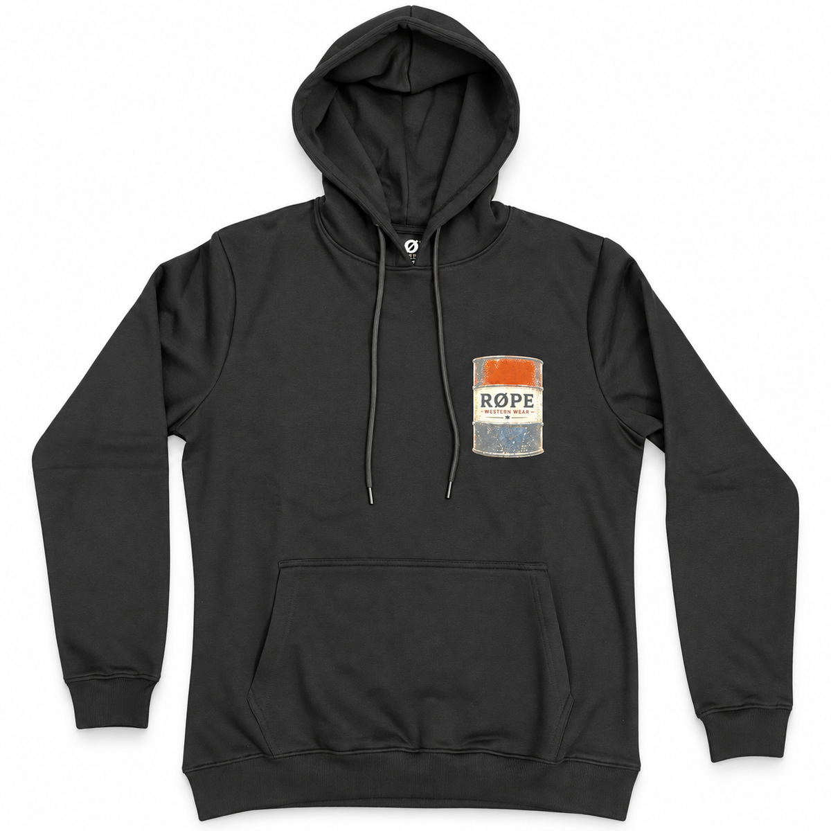 Hoodie femme RØPE Barrel Racing noir — vue de devant sur fond blanc