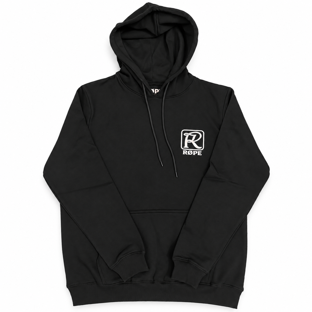 Hoodie homme RØPE Tie-Døwn Røping noir — vue de devant sur fond blanc