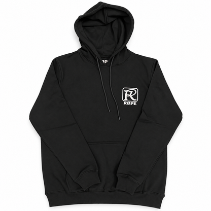 Hoodie homme RØPE Tie-Døwn Røping noir — vue de devant sur fond blanc