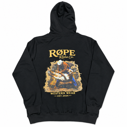 Hoodie homme RØPE Tie-Døwn Røping noir — vue de dos sur fond blanc